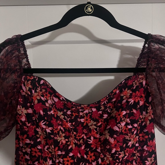 French Connection Clara Floral Off the Shoulder Puff Sleeve Dress size 6 Midi - Picture 6 of 9